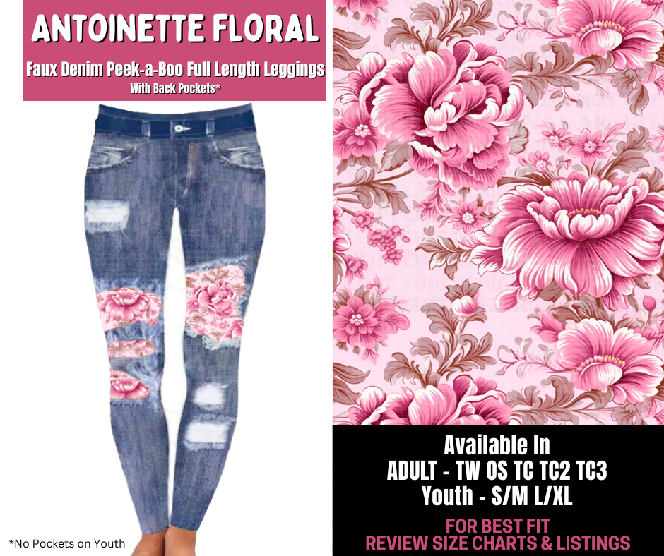Preorder! Closes 11/10. ETA Jan. Antoinette Floral Full Length Faux Denim Peekaboo