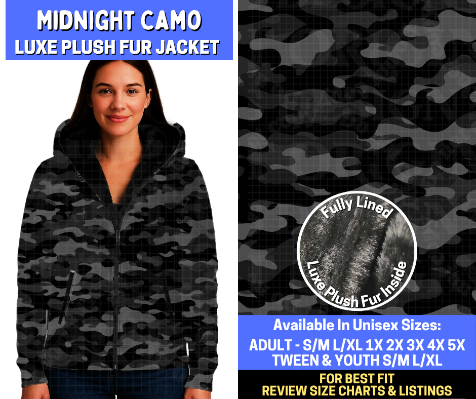 Preorder! Closes 10/29. ETA Jan. Midnight Camo Luxe Fur Jacket