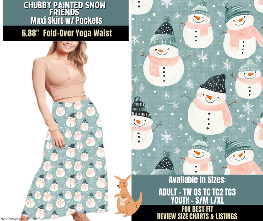 Preorder! Closes 10/2. ETA Dec. Chubby Painted Snow Friends Maxi Skirt