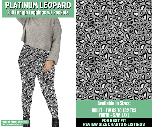 Preorder! Closes 1/7. ETA March. Platinum Leopard Full Length Leggings w/wo Pockets