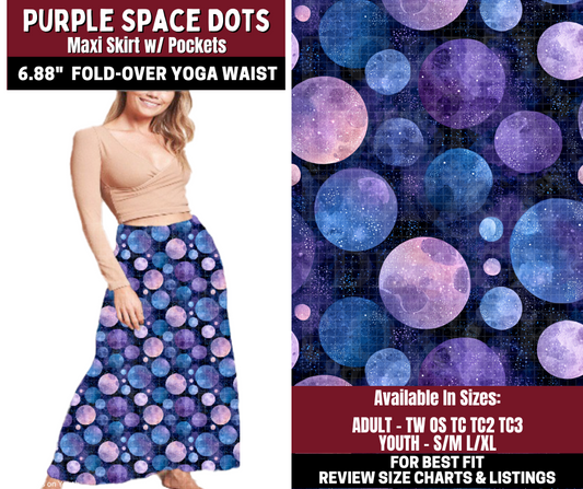 Preorder! Closes 10/22. ETA Jan. Purple Space Dots Maxi Skirt