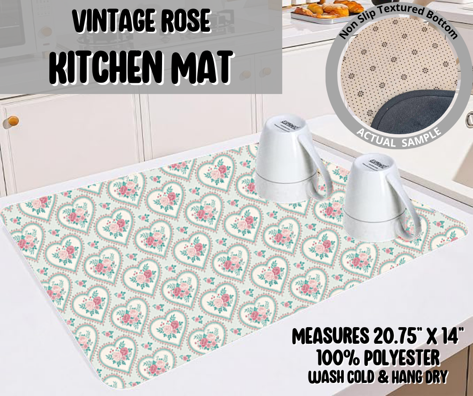 Preorder! Closes 11/26. ETA Feb. Vintage Rose Kitchen Mat