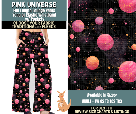 Preorder! Closes 10/2. ETA Dec. Pink Universe Lounge Pants Choose Fleece or Traditional