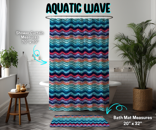 Preorder! Closes 3/26. ETA June. Aquatic Wave Custom Shower Curtain and/or Bath Mat