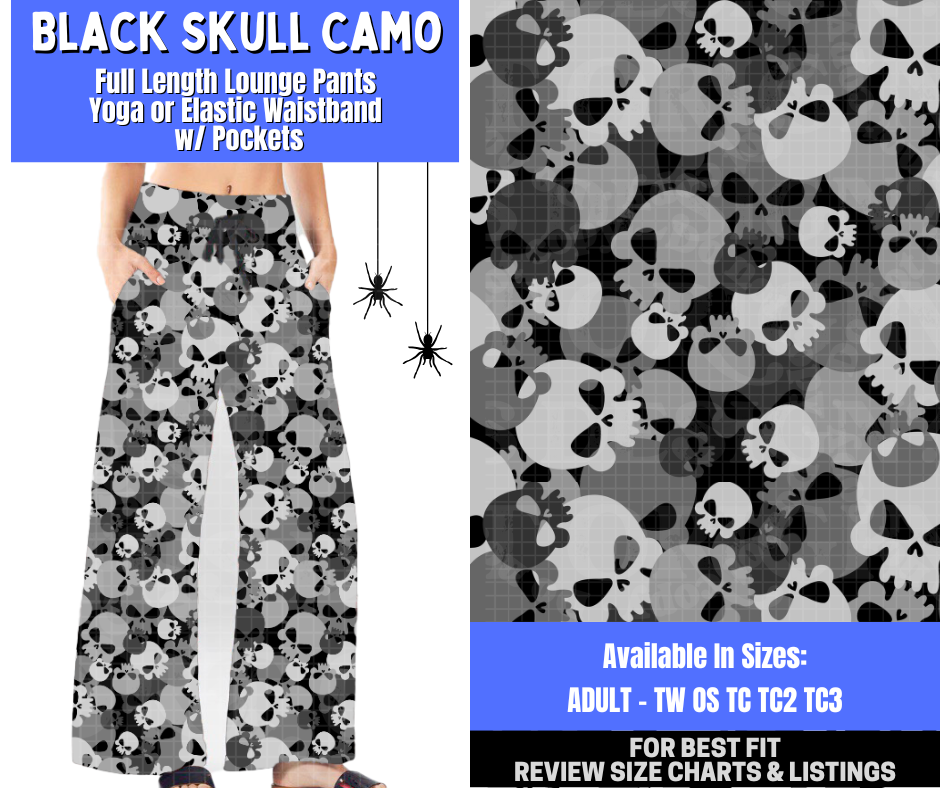 Preorder! Closes 1/26. ETA April. Black Skull Camo Full Length Lounge Pants