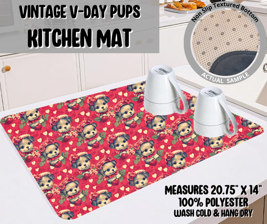 Preorder! Closes 11/26. ETA Feb. Vintage V-day Pups Kitchen Mat