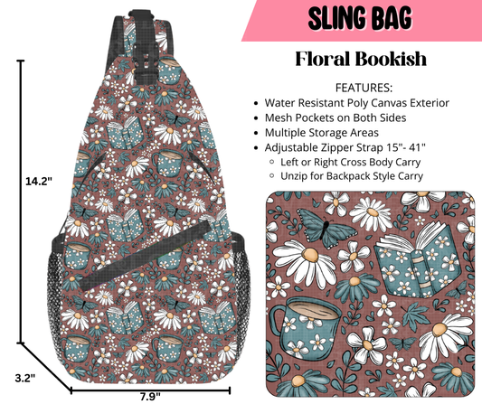 Preorder! Closes 9/17. ETA Dec. Floral Bookish Sling Bag