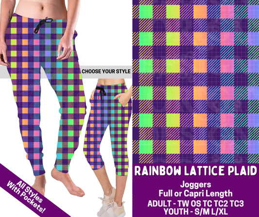 Preorder! Closes 2/19. ETA May. Rainbow Lattice Plaid Combo Jogger Lengths