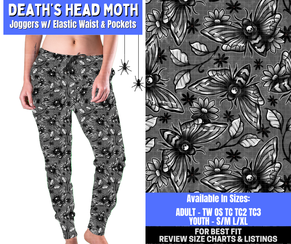Preorder! Closes 1/26. ETA April. Death's Head Moth Joggers
