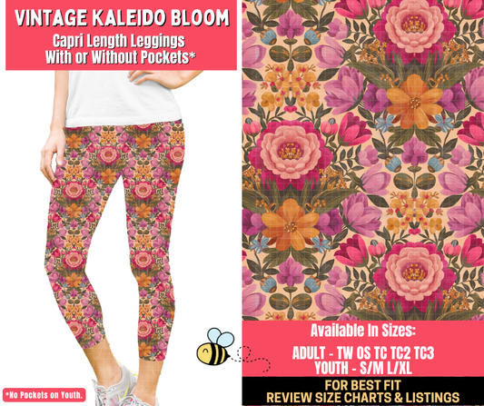 Preorder! Closes 1/28. ETA April. Vintage Kaleido Bloom Capri Length Leggings w/wo Pockets