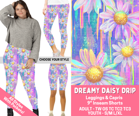 Preorder! Closes 2/16. ETA May. Dreamy Daisy Drip Combo Legging Lengths