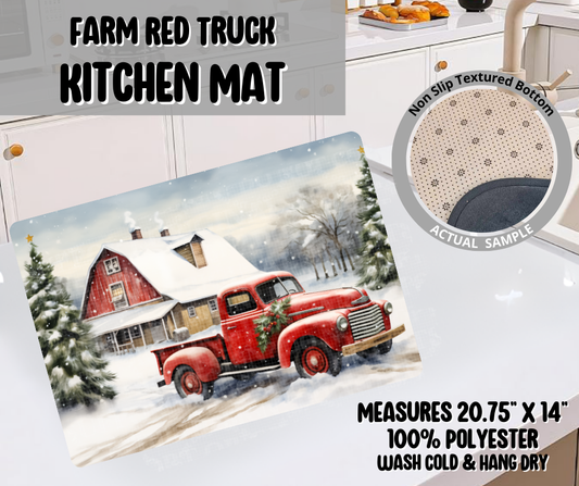 Preorder! Closes 9/10. ETA Dec. Farm Red Truck Kitchen Mat