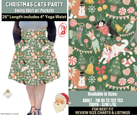 Preorder! Closes 9/15. ETA Dec. Christmas Cats Party Swing Skirt