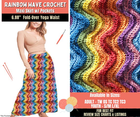 Preorder! Closes 10/1. ETA Dec. Rainbow Wave Crochet Maxi Skirt