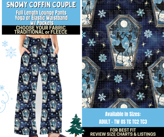 Preorder! Closes 8/28. ETA Nov. Snowy Coffin Couple Lounge Pants Choose Fleece or Traditional