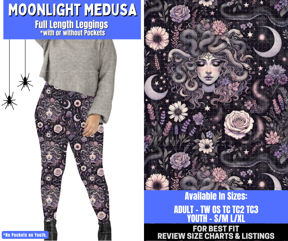 Preorder! Closes 1/26. ETA April. Moonlight Medusa Full Length Leggings w/wo Pockets