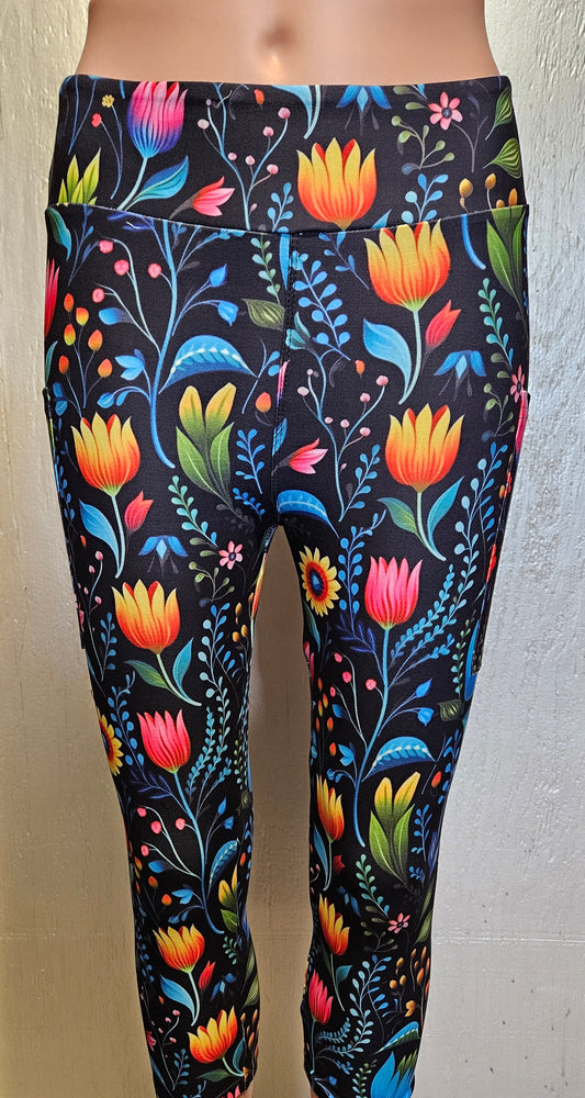 Mexican Floral 17 capris and skorts with pockets