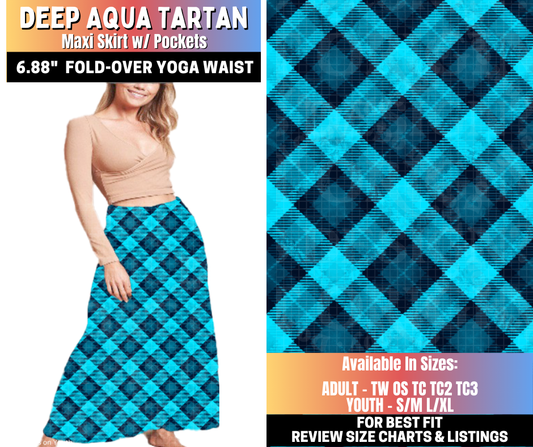 Preorder! Closes 10/15. ETA Jan. Deep Aqua Tartan Maxi Skirt