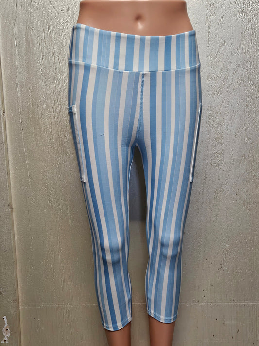 Blue Stripes capris with pockets