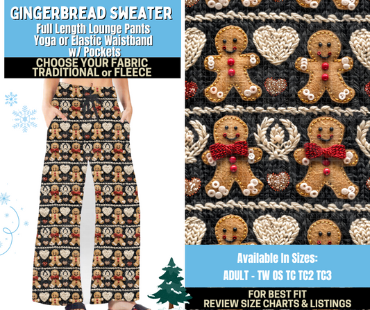 Preorder! Closes 8/28. ETA Nov. Gingerbread Sweater Lounge Pants Choose Fleece or Traditional