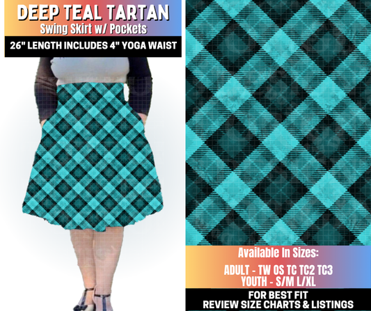 Preorder! Closes 10/15. ETA Jan. Deep Teal Tartan Swing Skirt