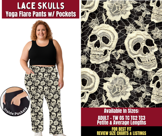 Preorder! Closes 9/28. ETA Dec. Lace Skulls Yoga Flare Pants
