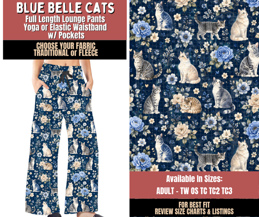 Preorder! Closes 10/22. ETA Jan. Blue Belle Cats Lounge Pants Choose Fleece or Traditional