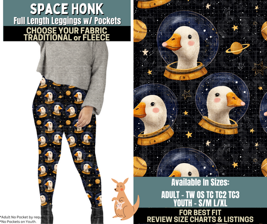 Preorder! Closes 10/2. ETA Dec. Space Honk Leggings Choose Fleece or Traditional