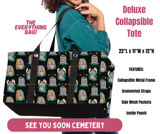 Preorder! Closes 10/8. ETA Jan. See You Soon Cemetery Collapsible Tote