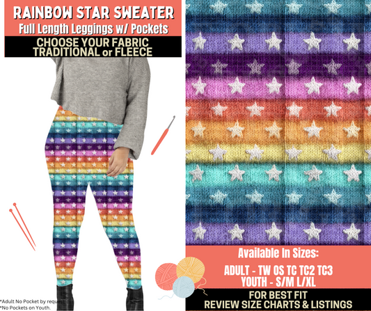 Preorder! Closes 10/1. ETA Dec. Rainbow Star Sweater Leggings Choose Fleece or Traditional