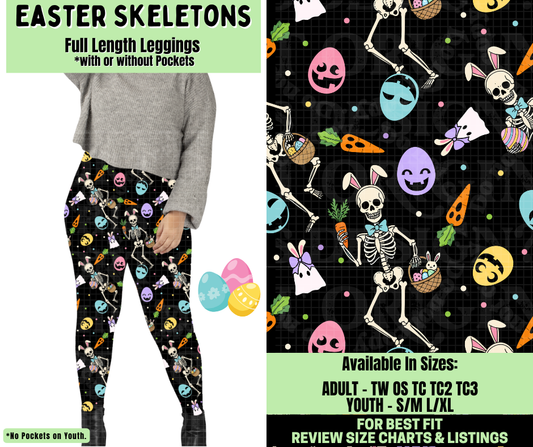 Preorder! Closes 1/19. ETA April. Easter Skeletons Full Length Leggings w/wo Pockets