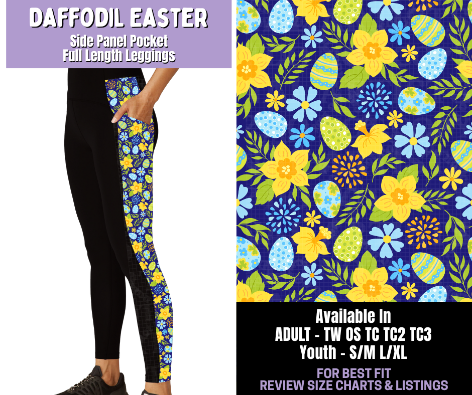 Preorder! Closes 1/22. ETA April. Daffodil Easter Side Panel Pocket Full Length Leggings