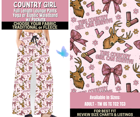 Preorder! Closes 9/25. ETA Dec. Country Girl Lounge Pants Choose Fleece or Traditional