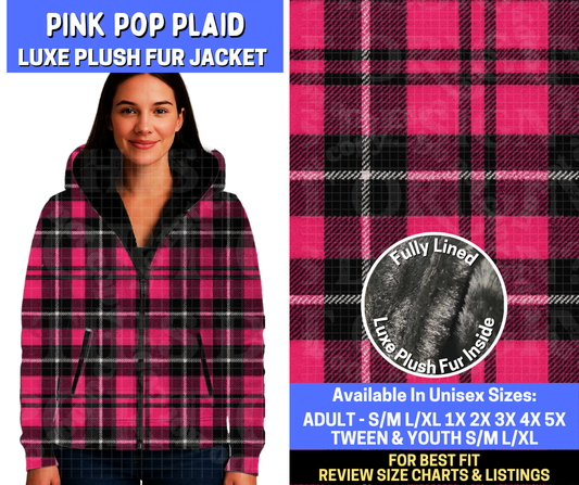 Preorder! Closes 10/20. ETA Jan. Pink Pop Plaid Luxe Fur Jacket