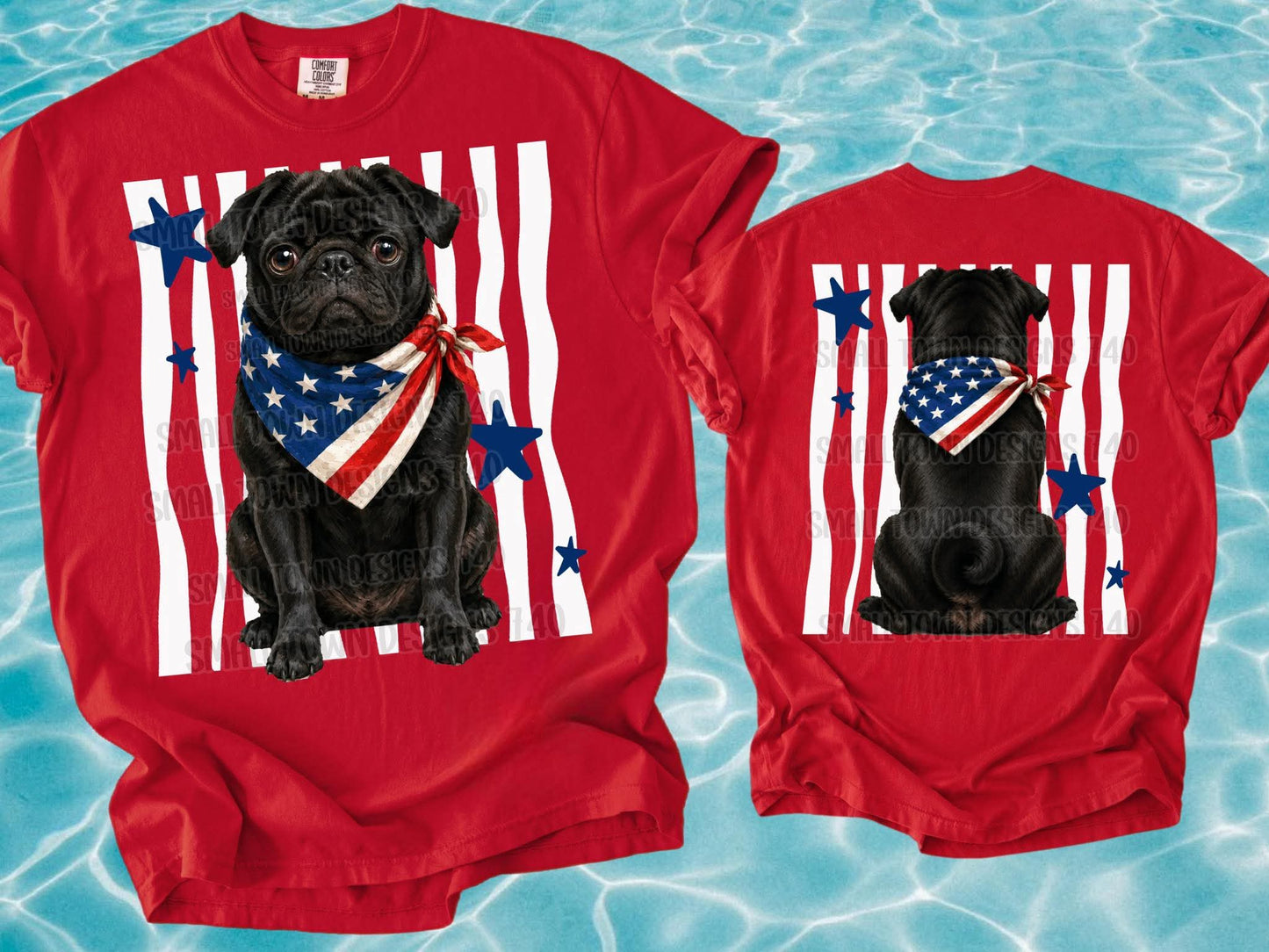 PATRIOTIC PUPS DOUBLE SIDED TEE - MULTIPLE BREEDS!