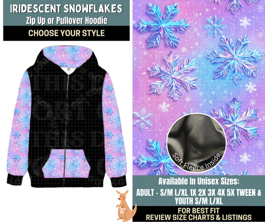 Preorder! Closes 10/2. ETA Dec. Iridescent Snowflake Zip-Up or Pullover Hoodie