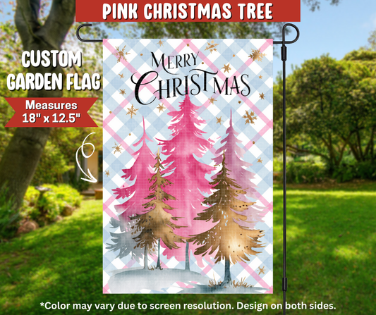 Preorder! Closes 9/22. ETA Dec. Pink Christmas Tree Garden Flag