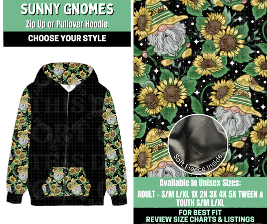 Preorder! Closes 1/7. ETA March. Sunny Gnomes Zip-Up or Pullover Hoodie