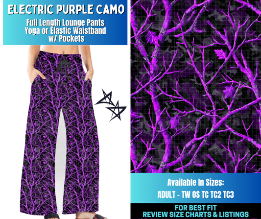 Preorder! Closes 12/17. ETA March. Electric Purple Camo Full Length Lounge Pants