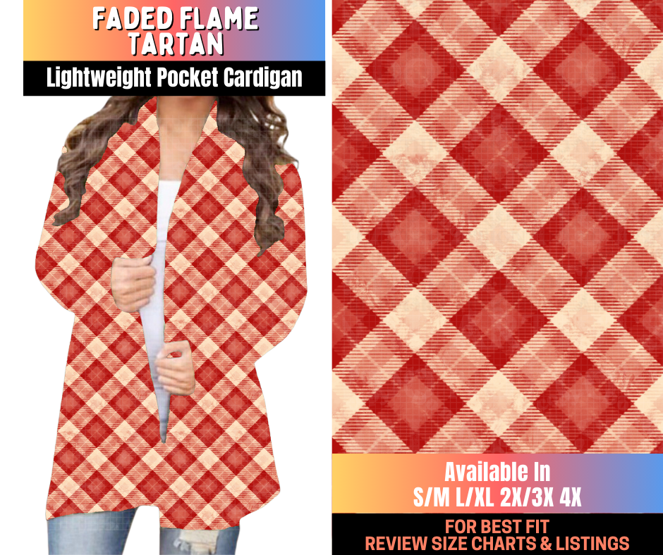 Preorder! Closes 10/15. ETA Jan. Faded Flame Tartan Pocket Cardigan
