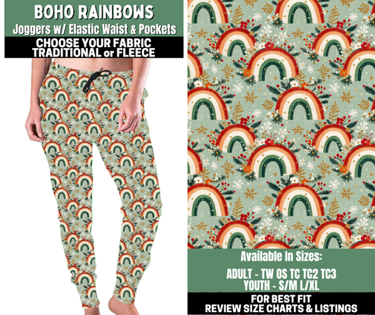 Preorder! Closes 12/4. ETA Feb. Boho Rainbows Joggers Choose Fleece or Traditional