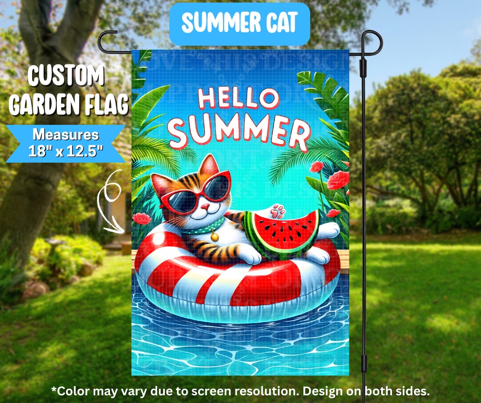 Preorder! Closes 3/9. ETA June. Summer Cat Garden Flag