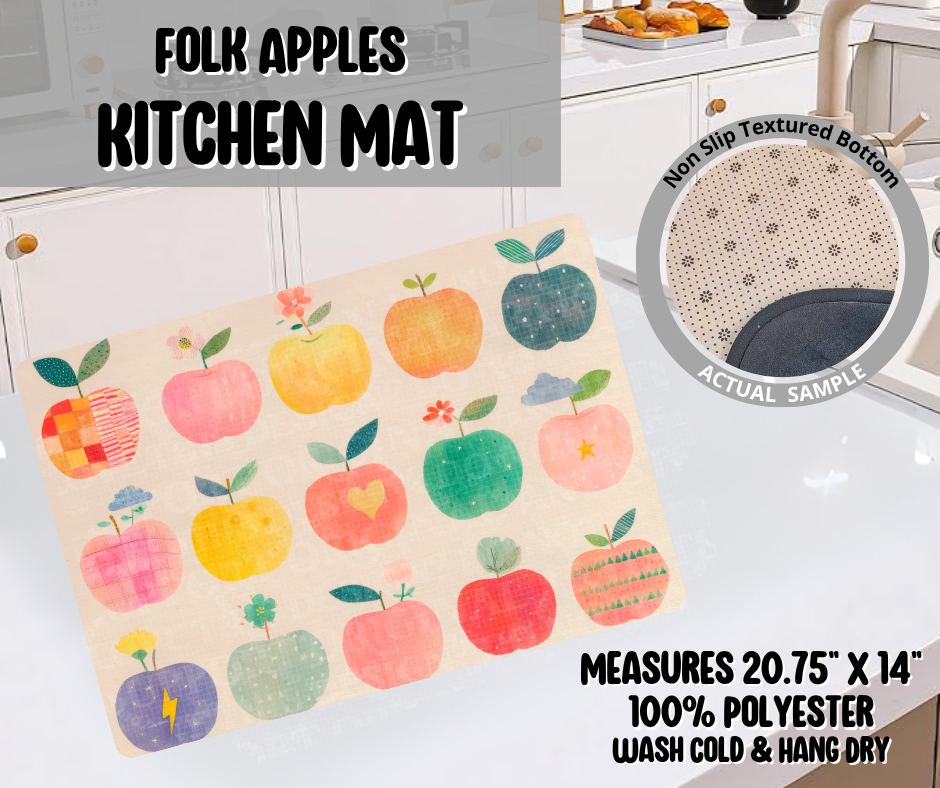 Preorder! Closes 11/26. ETA Feb. Folk Apples Kitchen Mat