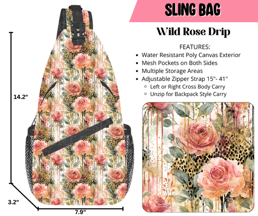 Preorder! Closes 9/17. ETA Dec. Wild Rose Drip Sling Bag
