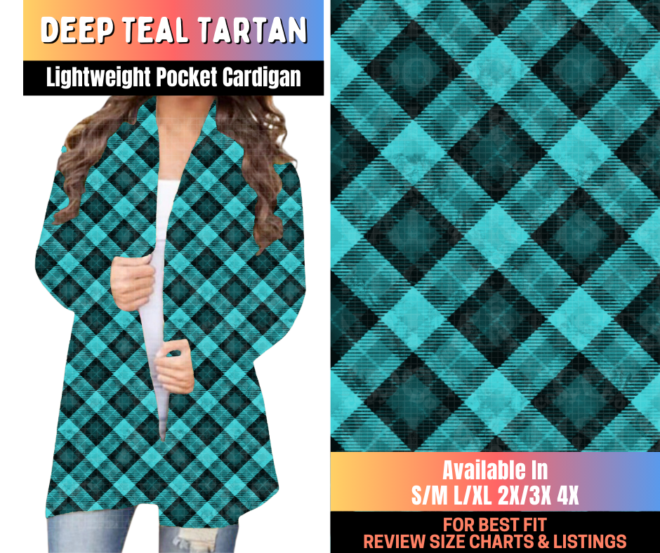 Preorder! Closes 10/15. ETA Jan. Deep Teal Tartan Pocket Cardigan
