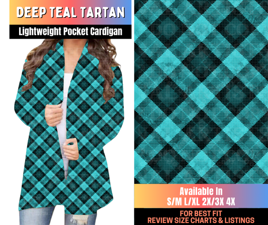 Preorder! Closes 10/15. ETA Jan. Deep Teal Tartan Pocket Cardigan