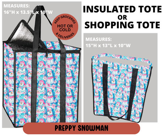 Preorder! Closes 9/11. ETA Dec. Preppy Snowman Shopping & Insulated Tote