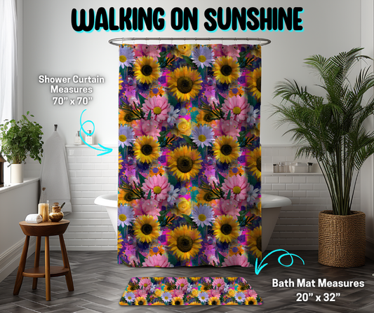 Preorder! Closes 3/26. ETA June. Walking On Sunshine Custom Shower Curtain and/or Bath Mat
