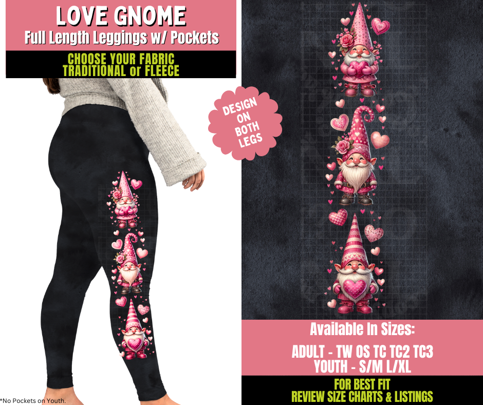 Preorder! Closes 11/20. ETA Jan. Love Gnome Watercolor Leggings w/ Side Leg Designs Choose Fleece or Traditional