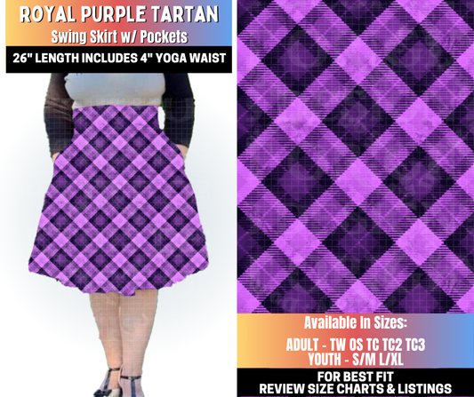 Preorder! Closes 10/15. ETA Jan. Royal Purple Tartan Swing Skirt
